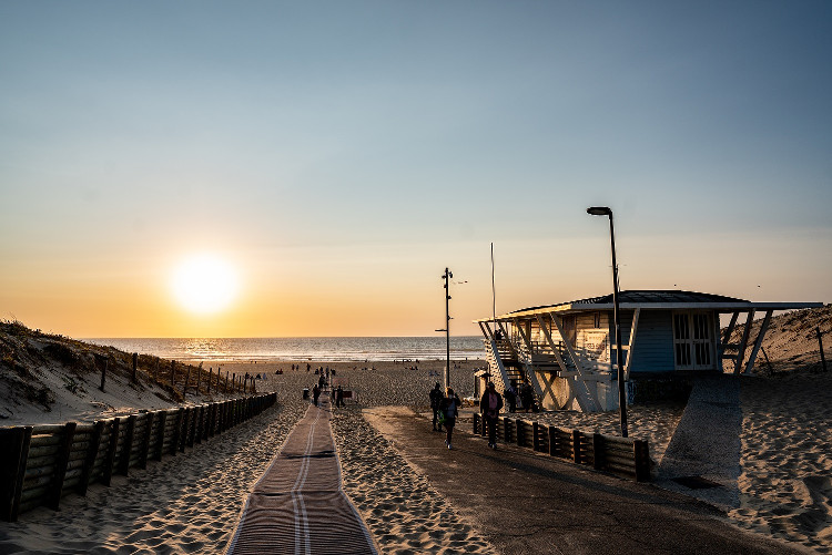 coucher de soleil sur la plage de Moliets