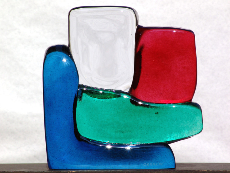 Sculpture de verre 4 couleurs de Xavier Carrère