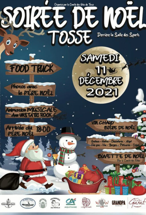 Soirée de noel tosse landes sorties week-end 10 decembre