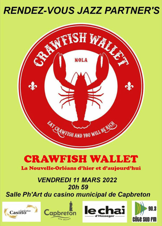 crawfish wallet jazz capbreton idee sortie week-end landes 11 mars