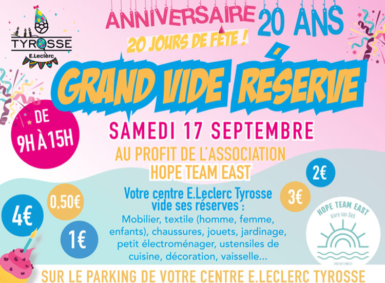 vide réserve leclerc tyrosse anniversaire landes