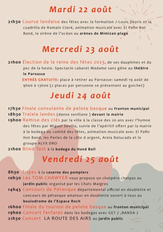 fêtes mimizan-programme